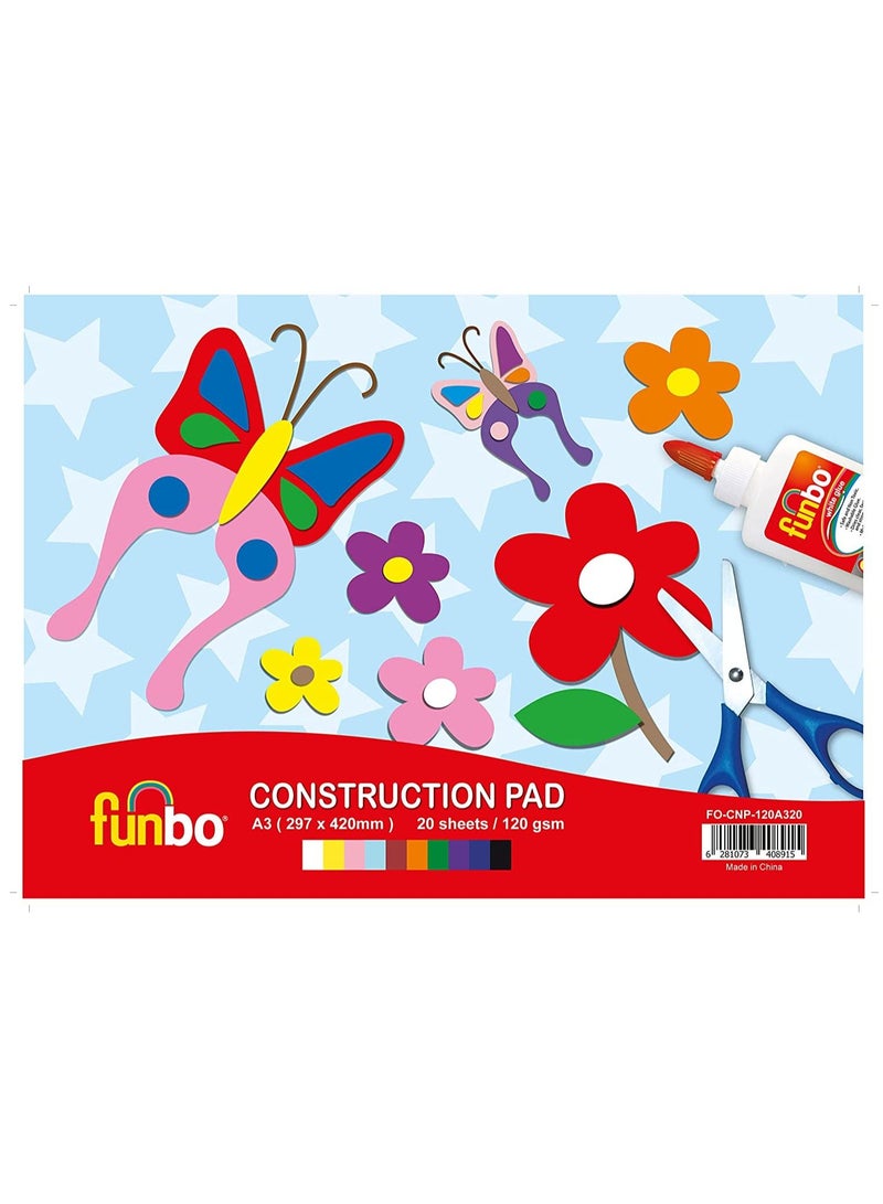 Funbo دفتر بناء بحجم A3 مكون من 20 ورقة مع صفحات ملونة سميكة - Image 1