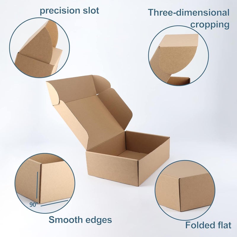 PHAREGE 12x9x4 inch Shipping Boxes 20 Pack, Brown Cardboard Gift Boxes with Lids for Wrapping Giving Women Men Presents, Corrugated Mailer Boxes for Packaging Mailing Small Business - Image 5