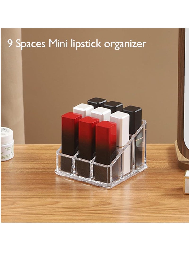 Plan A Clear Acrylic Makeup Organizer – 9 Slots Multipurpose Cosmetic Stand for Storage and Display for Lipstick, Lip Gloss, Nail Polish, Makeup Brushes – Perfect Makeup Container for Bathroom or Vanity  - Image 2