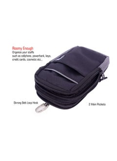 Saco Universal Small Zipper Cellphone Holster Belt Loops Clip Case Pouch Vertical Waist Bag With Card Holder For Running, Camping, Hiking, Rock Climbing/Dual Mobile Phone Pouch - Black  - Image 2