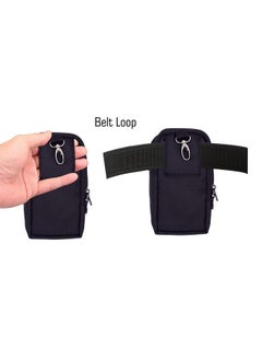 Saco Universal Small Zipper Cellphone Holster Belt Loops Clip Case Pouch Vertical Waist Bag With Card Holder For Running, Camping, Hiking, Rock Climbing/Dual Mobile Phone Pouch - Black  - Image 5