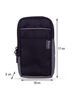 Saco Universal Small Zipper Cellphone Holster Belt Loops Clip Case Pouch Vertical Waist Bag With Card Holder For Running, Camping, Hiking, Rock Climbing/Dual Mobile Phone Pouch - Black  - Image 3