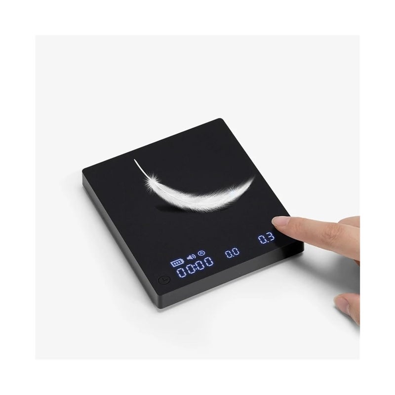 Electronic Scale, Store Black Mirror Mini New Espresso Coffee Food Kitchen Scale with Time USB Light Weight Digital,for Meal Prep, Baking and Cooking(MINI Black) - Image 4