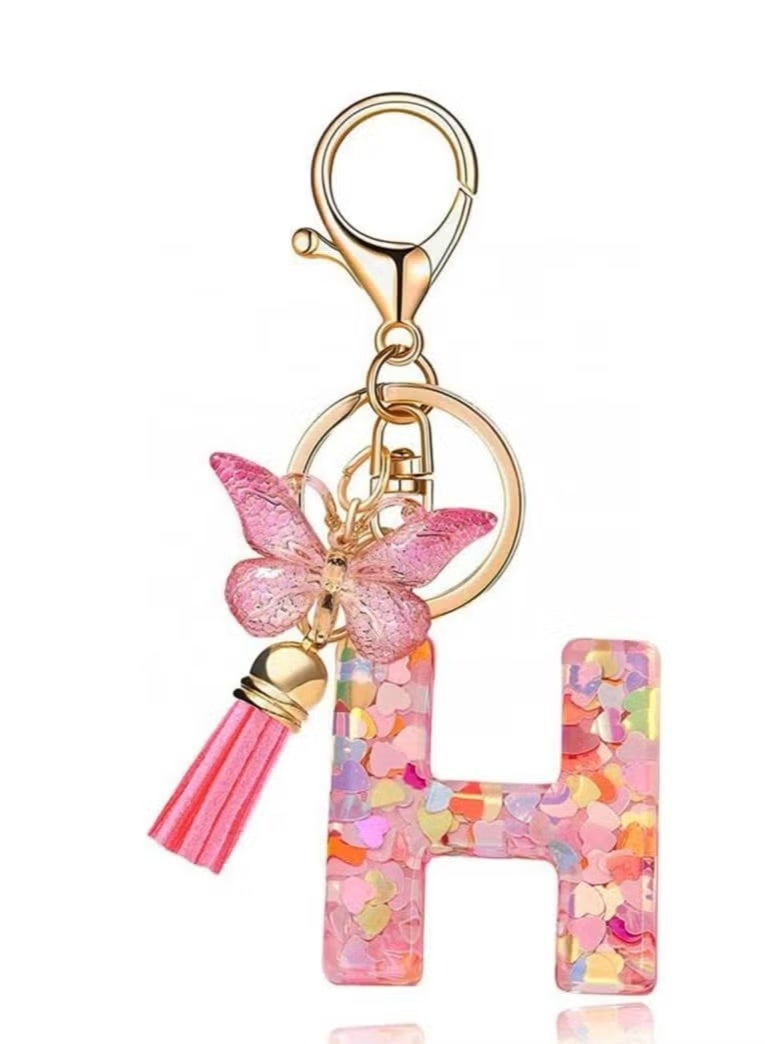 الحرف الأبجدي الأولي سلاسل المفاتيح مع سلاسل الموضة سلاسل المفاتيح erfly قلادة خاتم المفاتيح لطيف سلاسل المفاتيح للنساء البنات المحافظ حقيبة اليد حقيبة الظهر سلاسل المفاتيح السيارة مفاتيح سلاسل المفاتيح - Image 1