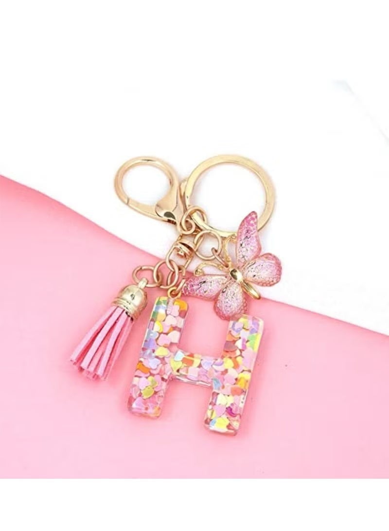 الحرف الأبجدي الأولي سلاسل المفاتيح مع سلاسل الموضة سلاسل المفاتيح erfly قلادة خاتم المفاتيح لطيف سلاسل المفاتيح للنساء البنات المحافظ حقيبة اليد حقيبة الظهر سلاسل المفاتيح السيارة مفاتيح سلاسل المفاتيح - Image 3