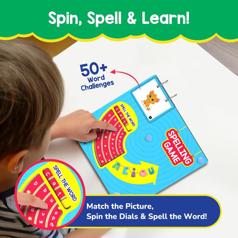 Smartivity Spelling Game Learning Toy for Kids 4-8 Years Old,50+ Picture Cards,Birthday Gift,Educational Word&Vocabulary Building Toy with Rotating Letter Wheels I Travel-Friendly - Image 2