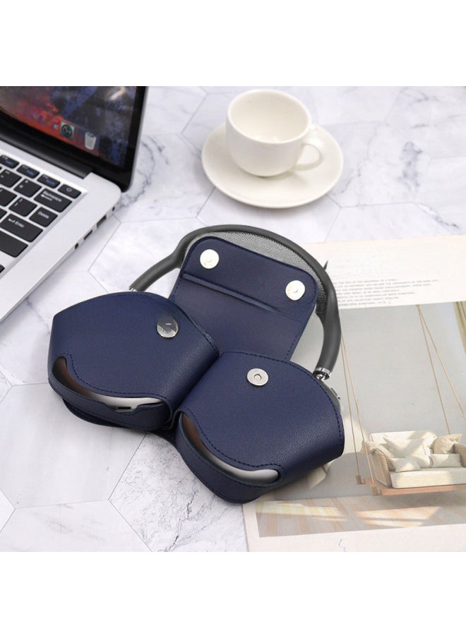 Generic - Suitable For Airpods Max Protective Case Head-mounted Bluetooth Earphone Bag Anti-drop Earphone Leather Case Storage Bag-Color:Black-Applicable Model:Airpods Max - Image 1