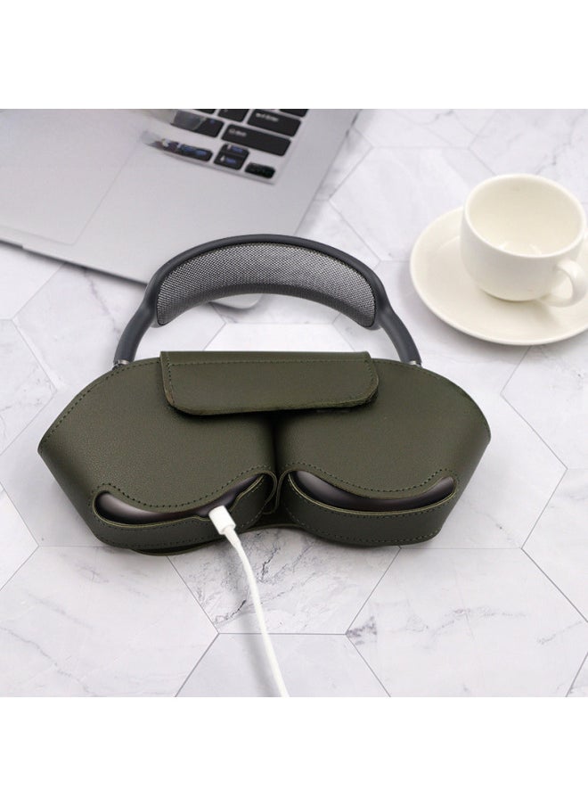 Generic - Suitable For Airpods Max Protective Case Head-mounted Bluetooth Earphone Bag Anti-drop Earphone Leather Case Storage Bag-Color:Black-Applicable Model:Airpods Max - Image 1