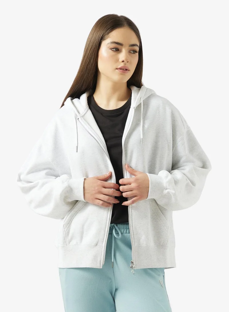 Puma White Glow Heather Essential Logo Boxy Hoodie for Women | Best Price UAE