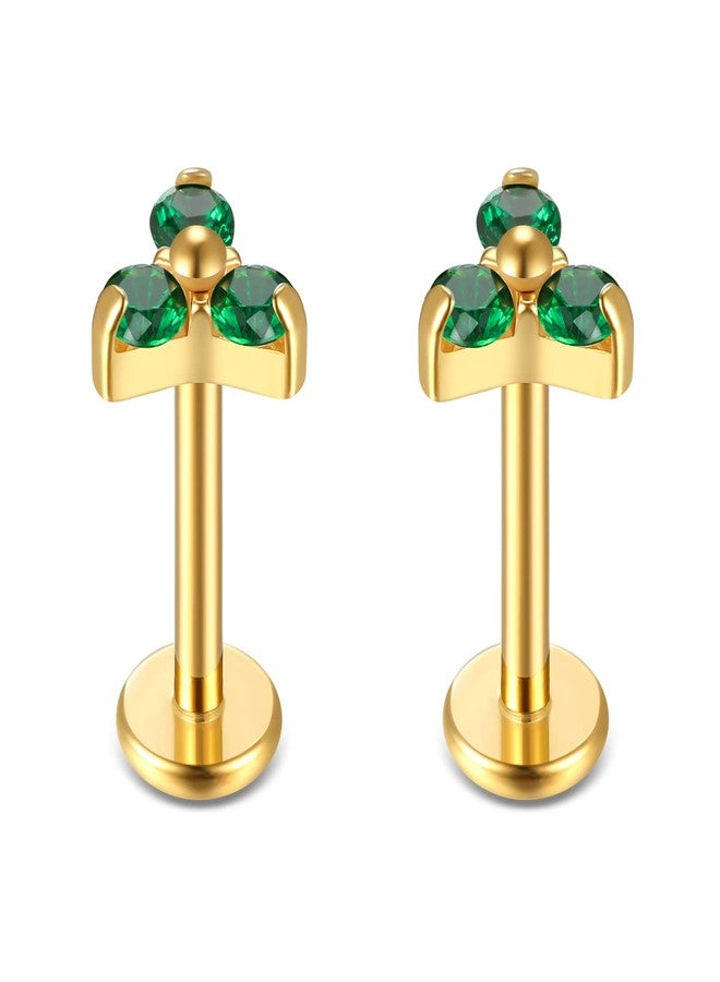 BelezaDosas G23 Titanium Labret Studs 16G Threadless Push-in Press Fit Lip Cluster Tragus Helix Lobe Conch Rook Medusa Cartilage Monroe Earring Push Back Piercing Jewelry, Titanium, cubic zirconia - Image 1