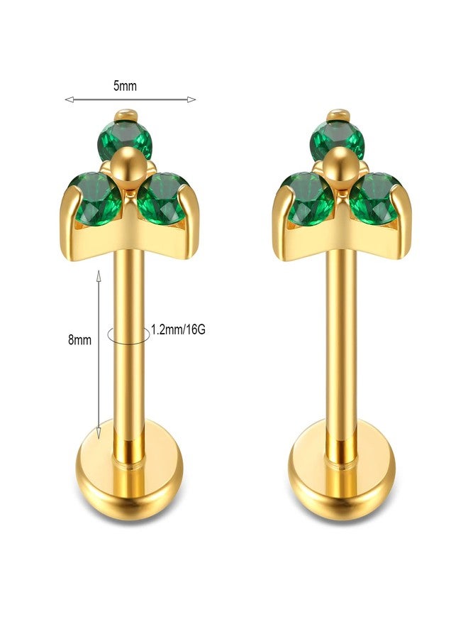 BelezaDosas G23 Titanium Labret Studs 16G Threadless Push-in Press Fit Lip Cluster Tragus Helix Lobe Conch Rook Medusa Cartilage Monroe Earring Push Back Piercing Jewelry, Titanium, cubic zirconia - Image 2