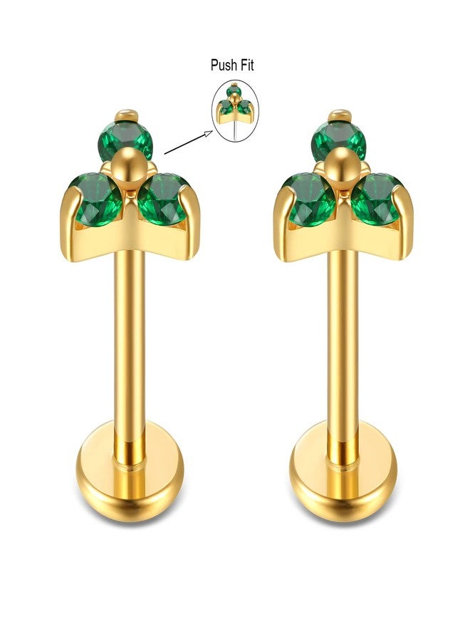 BelezaDosas G23 Titanium Labret Studs 16G Threadless Push-in Press Fit Lip Cluster Tragus Helix Lobe Conch Rook Medusa Cartilage Monroe Earring Push Back Piercing Jewelry, Titanium, cubic zirconia - Image 3