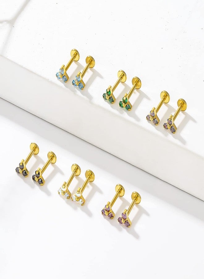 BelezaDosas G23 Titanium Labret Studs 16G Threadless Push-in Press Fit Lip Cluster Tragus Helix Lobe Conch Rook Medusa Cartilage Monroe Earring Push Back Piercing Jewelry, Titanium, cubic zirconia - Image 4