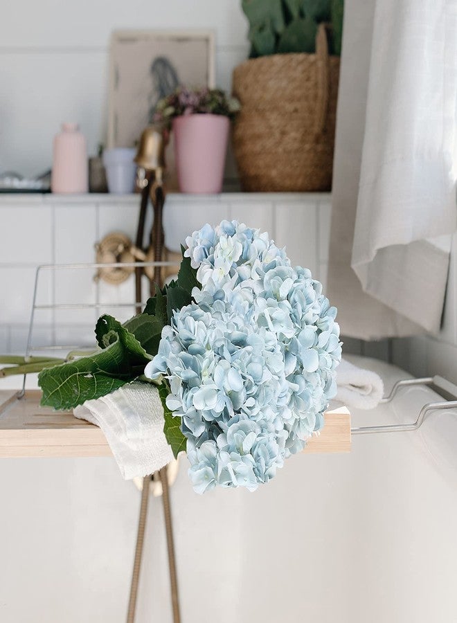 Kisflower Blue Hydrangea Artificial Flowers 6pcs Faux Hydrangea Flowers, Fake Flowers for Table Centerpiece, Blue Silk Hydrangea Flowers with Stems for Home Wedding Party Decor - Image 3
