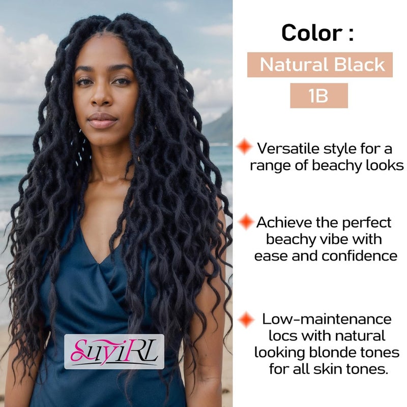 SuyiIRL Faux Locs Crochet Braid Hair Bohemian Locs 24 Inches Synthetic Dreads Ombre Braiding Hair Afro Dreadlock 1B - Image 5