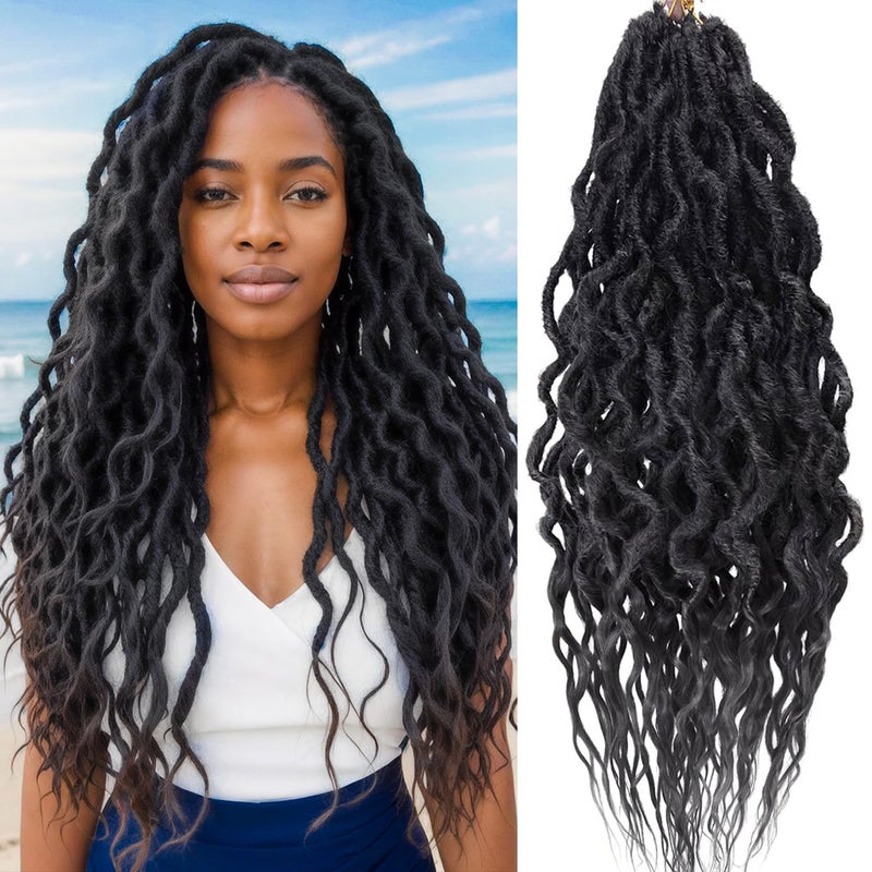 SuyiIRL Faux Locs Crochet Braid Hair Bohemian Locs 24 Inches Synthetic Dreads Ombre Braiding Hair Afro Dreadlock 1B - Image 1