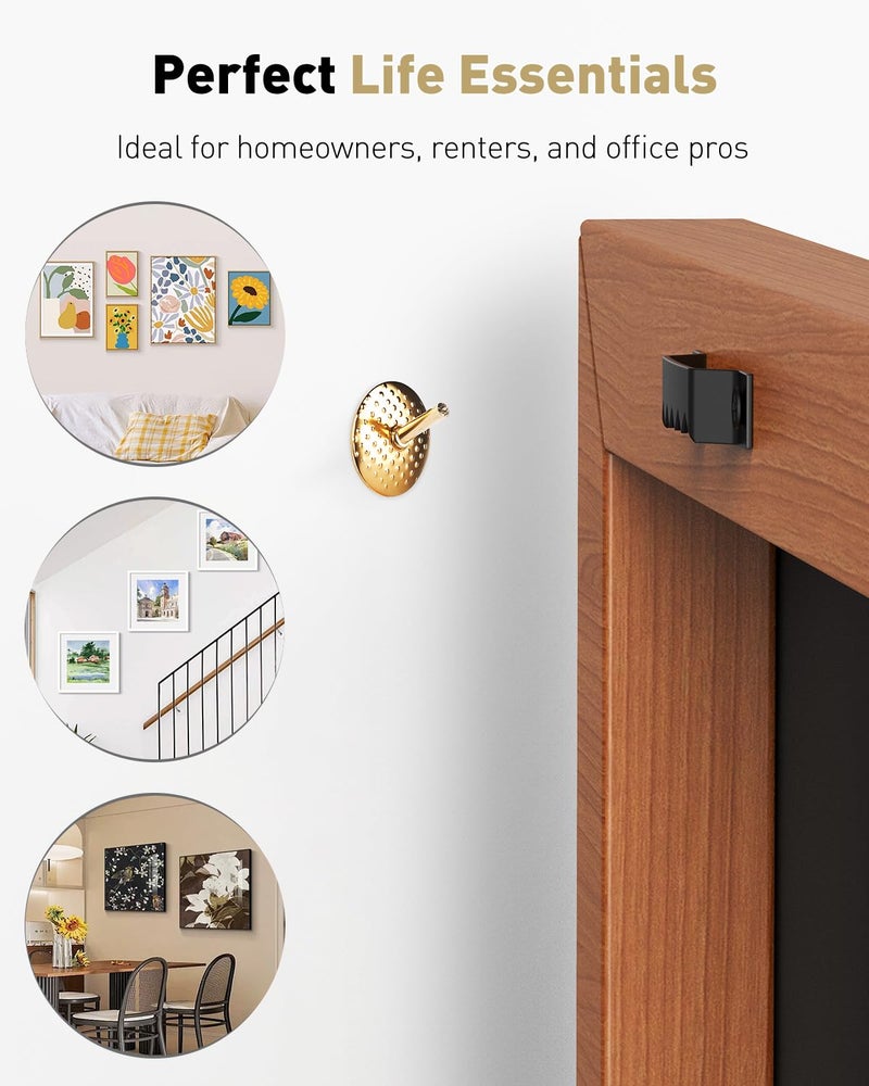 Uniclife 80 Pcs Picture Hangers, Picture Hanging Kit, 4 Size Picture Hanging Hooks, Picture Hanging Nails, Long Picture Hooks for Photo Frame Art Mirror and DÃ©cor, Gold - Image 5