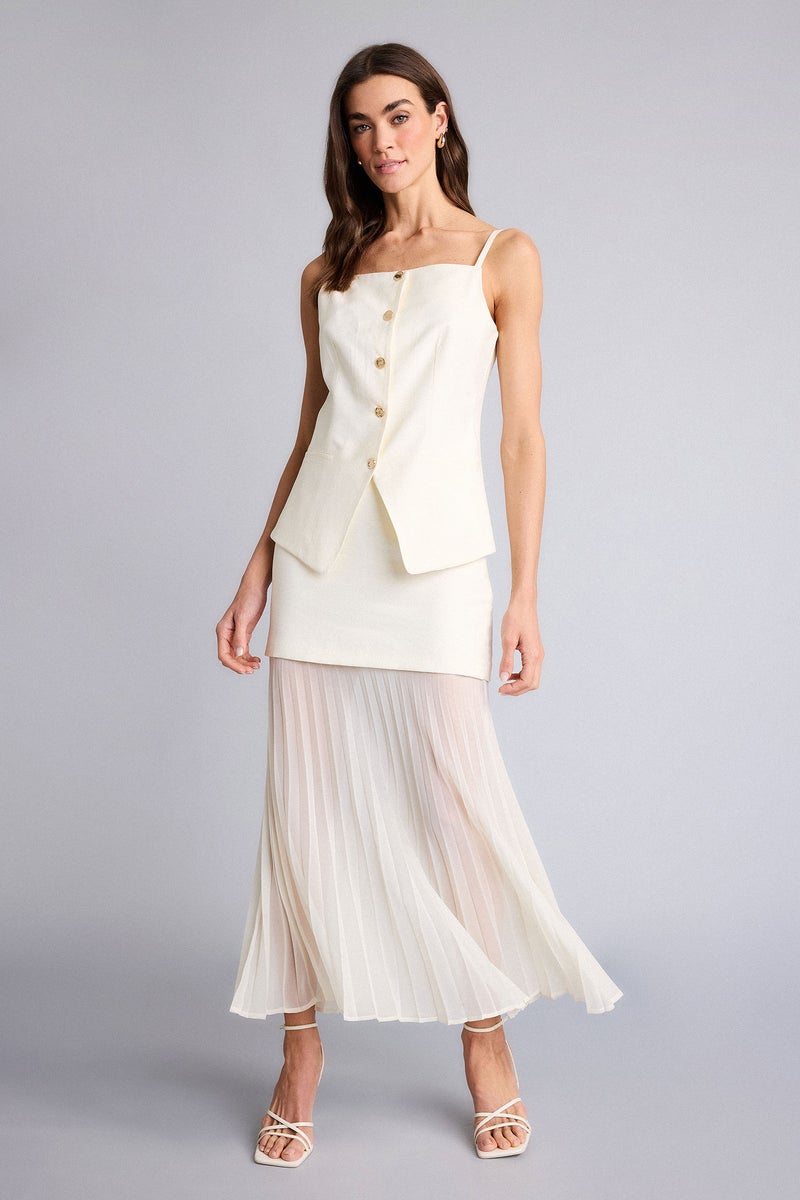 DeFacto Beige Woman A Cut Chiffon Normal Waist Midi Skirt Casual - Image 3