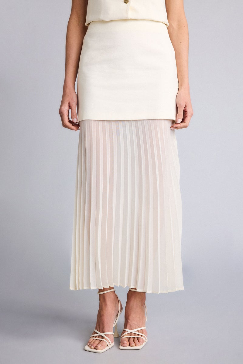 DeFacto Beige Woman A Cut Chiffon Normal Waist Midi Skirt Casual - Image 5