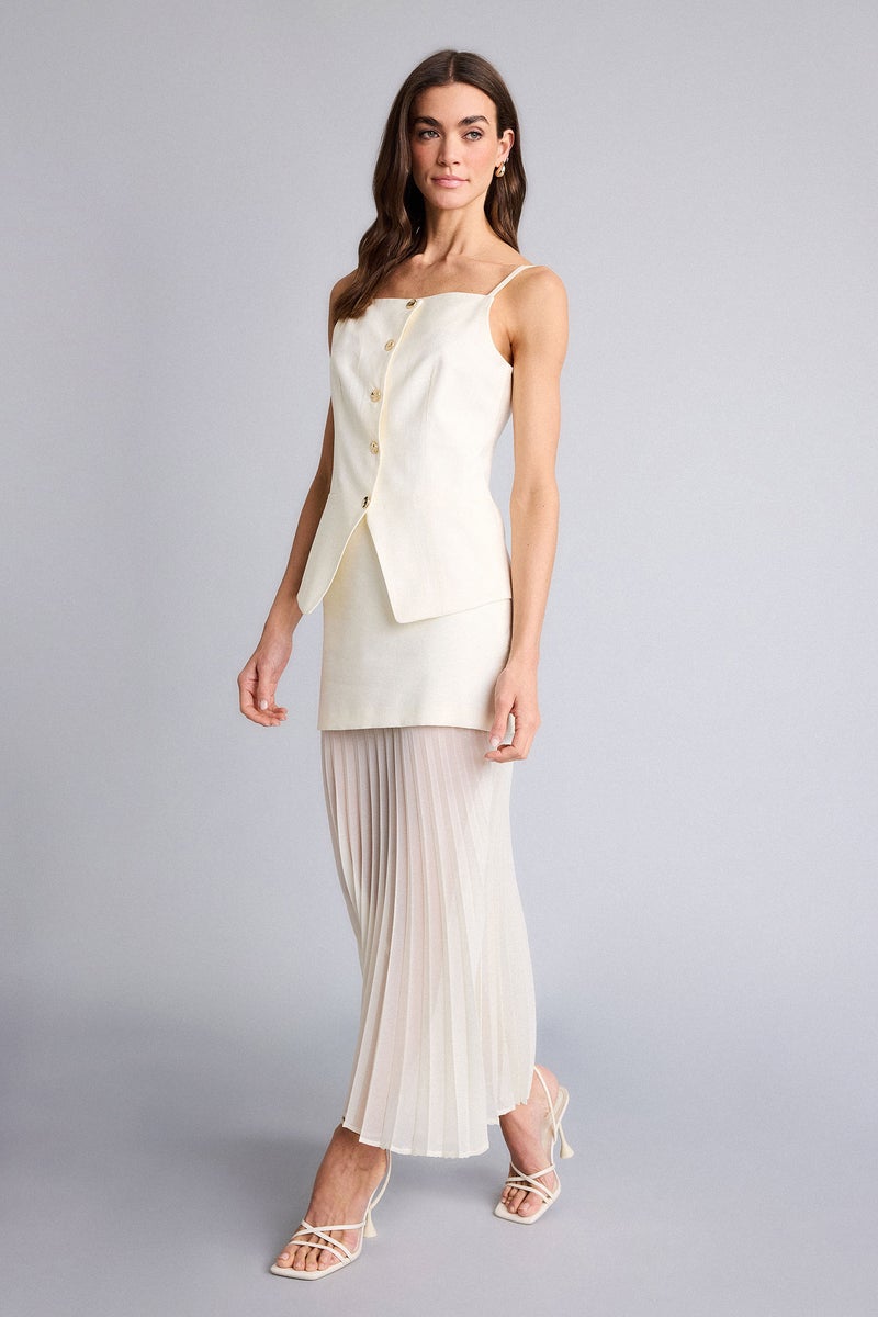 DeFacto Beige Woman A Cut Chiffon Normal Waist Midi Skirt Casual - Image 4