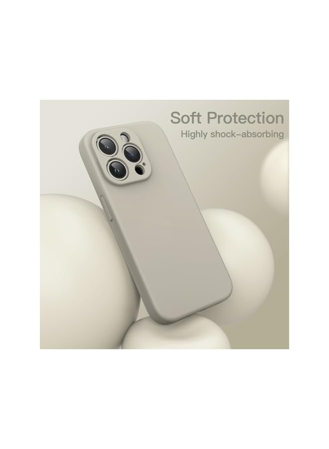 جي تيك جراب سيليكون مغناطيسي لهاتف iPhone 15 Pro Max مقاس 6.7 بوصة، متوافق مع MagSafe، غطاء هاتف مع حماية كاملة لعدسة الكاميرا (تيتانيوم طبيعي) - Image 4