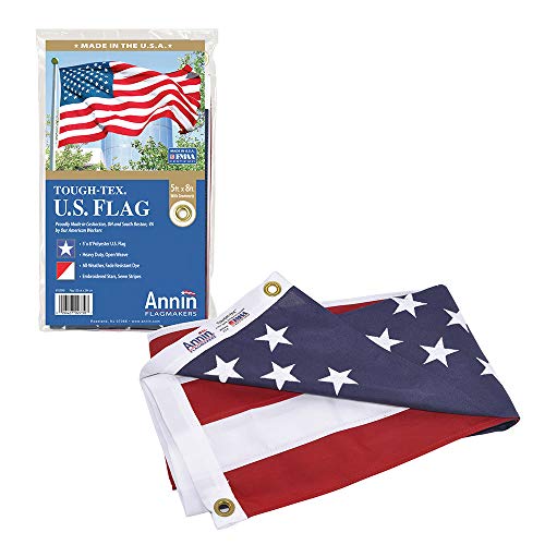 Annin Flagmakers (2730) Tough-Tex American Flag, Made in USA, 5 x 8 Feet, Polyester - Image 1