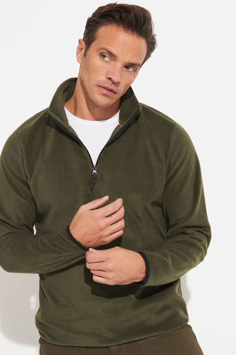 جويستار Men's Regular Fit Half Zipper Fleece Sweatshirt