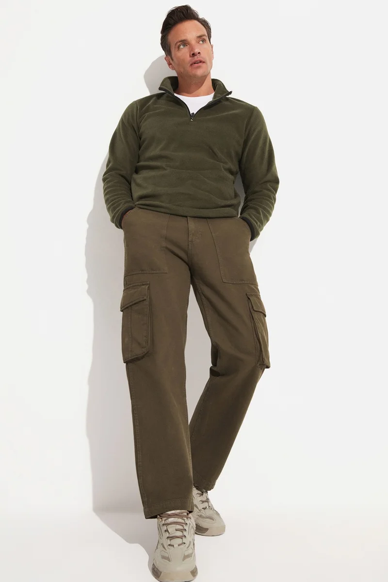 جويستار Men's Regular Fit Half Zipper Fleece Sweatshirt