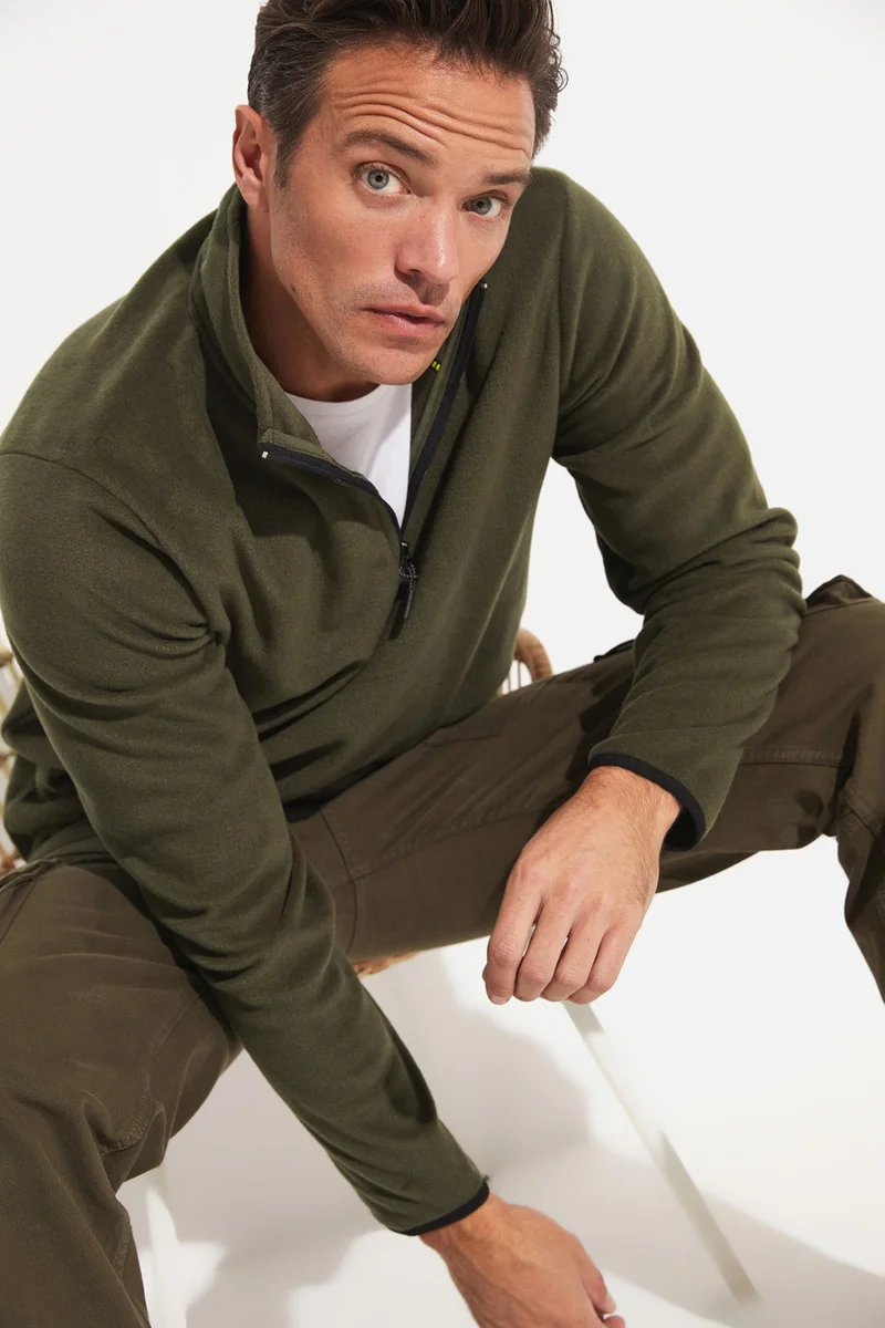 جويستار Men's Regular Fit Half Zipper Fleece Sweatshirt