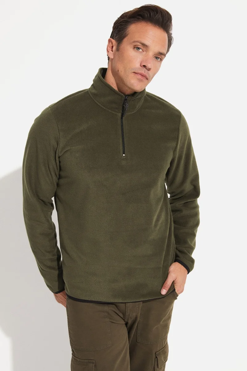 جويستار Men's Regular Fit Half Zipper Fleece Sweatshirt