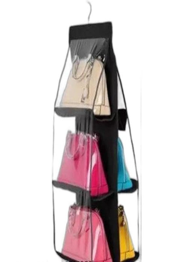 UNICRAFTS unimart India Unimart Essential Clothes Hangers Purse Handbag Organizer 6 Pocket Foldable Large Clear Anti Dust Hanging Storage Bag Organizer with HooUNI-P025 - Image 1