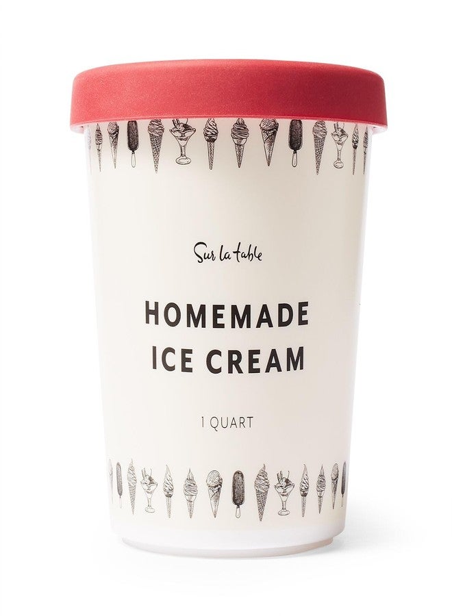 Sur La Table Ice Cream Tub, Red, Insulated Stainless Steel Container for Homemade Ice Cream Storage and Scooping - Image 1