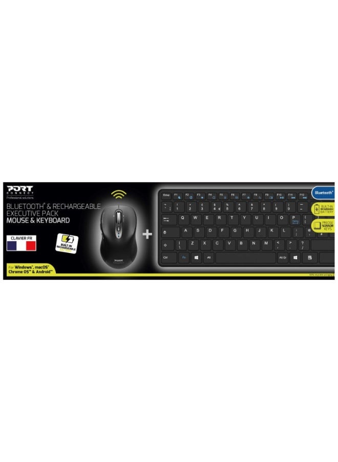 PORT Designs Bluetooth wireless  Rechargeable Azerty keyboard and mouse Ultra Slim. ON/OFF switch and automatic watch mode to improve battery life. Long life of the battery up to 2 months. LED indicator for low battery. - Image 2