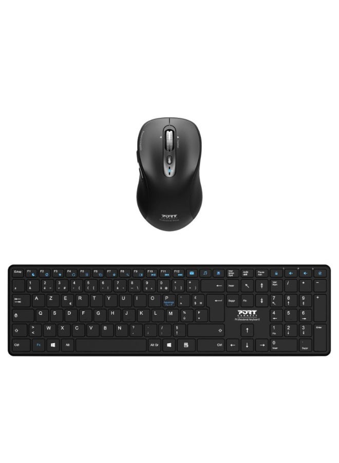 PORT Designs Bluetooth wireless  Rechargeable Azerty keyboard and mouse Ultra Slim. ON/OFF switch and automatic watch mode to improve battery life. Long life of the battery up to 2 months. LED indicator for low battery. - Image 1