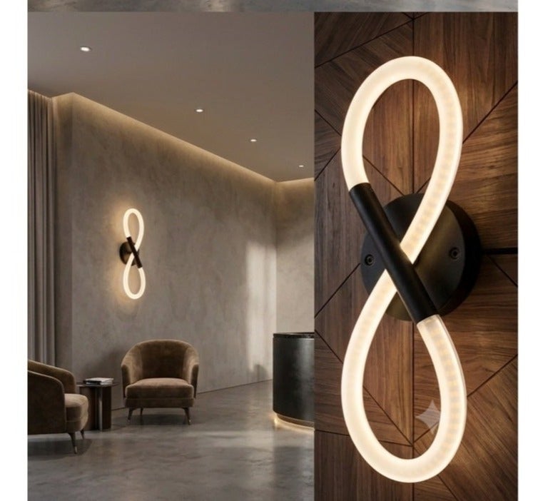 Modern Infinity Symbol LED Wall Sconce, Black - Image 3