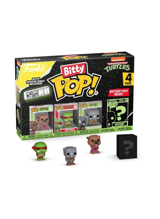 Funko فانكو بيتي بوب! سلاحف النينجا المتحولة (TMNT) - سبليتر، مجموعة 4 - سبليتر، رافائيل، روكستيدي وشخصية مفاجئة صغيرة - 0.9 بوصة (2.2 سم) قابلة للجمع - فكرة هدية - زينة كعكة - Image 1