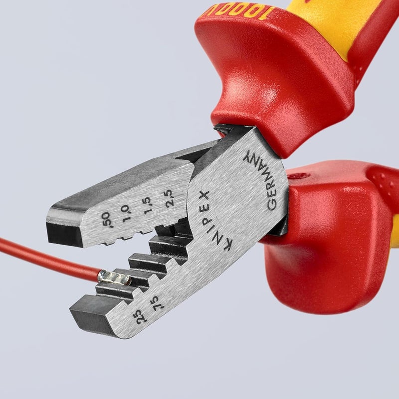 KNIPEX 97 68 145 A VDE-Tested Crimping Pliers for Insulated Wire Ferrules with Multi-Component Grips - Image 4