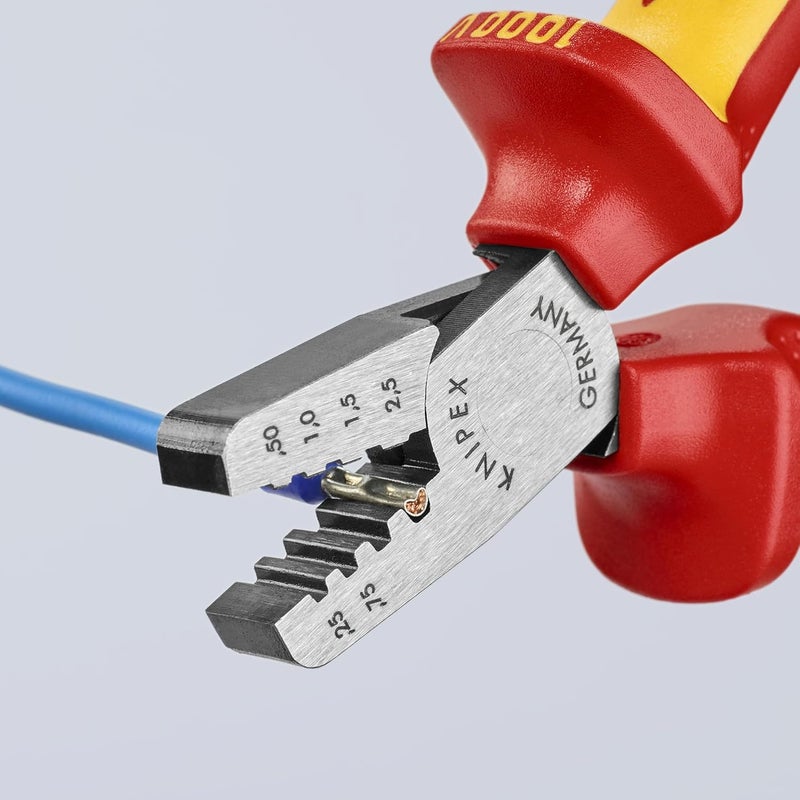 KNIPEX 97 68 145 A VDE-Tested Crimping Pliers for Insulated Wire Ferrules with Multi-Component Grips - Image 5