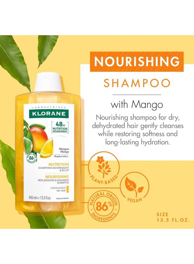 Klorane Nourishing Shampoo with Mango Butter, Moisturize and Hydrate Dry Hair, Paraben, Silicone, SLS Free, 13.5 Fl Oz - Image 2