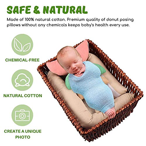 Sunmig Newborn Photography Props, Ultra-Soft Baby Donut Posing Pillows, Professional Baby Photo Props Set Fits 0-6 Months Baby,Pack of 6, Multicolor - Image 3