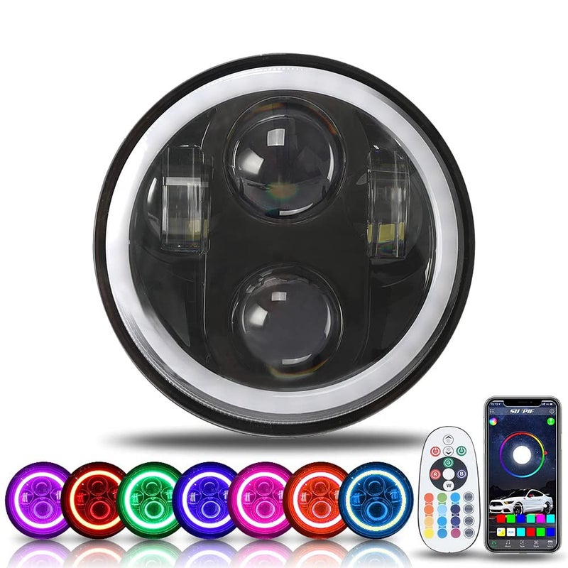 SUNPIE 534 575 بوصة مصباح رأس RGBW متوافق مع دراجات نارية Sportster XL883 XL1200 متوافق مع Dyna Low Rider WideSuper Glide