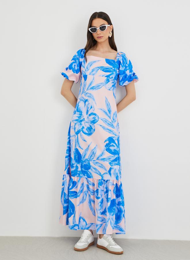تايك تو فستان ماكسي بطبعات زهور وأكمام منفوشة - Image 2