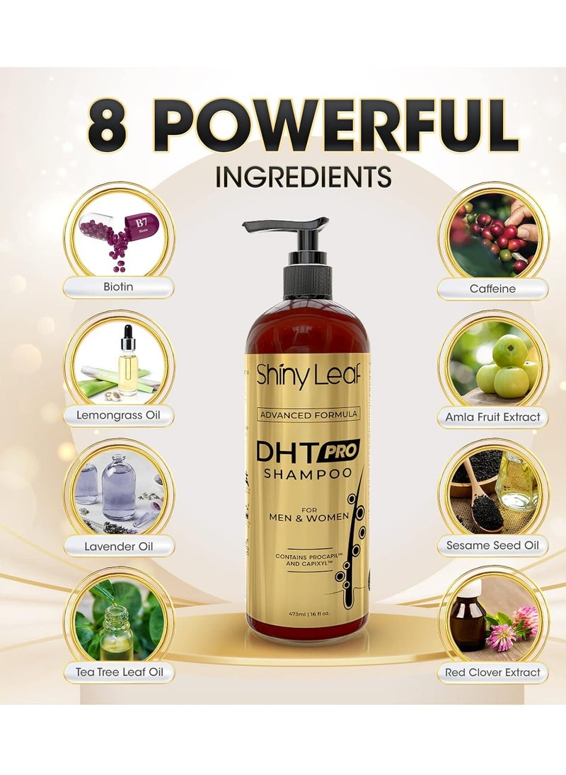 Shiny Leaf DHT Pro Shampoo Advanced Formula with Procapil and Capixyl, DHT Blockers and Natural Extracts, Anti-Thinning Shampoo for Men and Women, Revitalizes Scalp, Stimulates Follicles for Thicker Fuller Hair  - Image 2