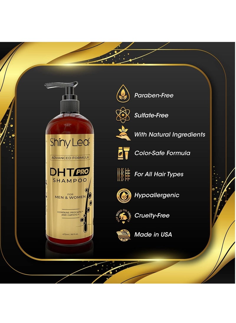 Shiny Leaf DHT Pro Shampoo Advanced Formula with Procapil and Capixyl, DHT Blockers and Natural Extracts, Anti-Thinning Shampoo for Men and Women, Revitalizes Scalp, Stimulates Follicles for Thicker Fuller Hair  - Image 4