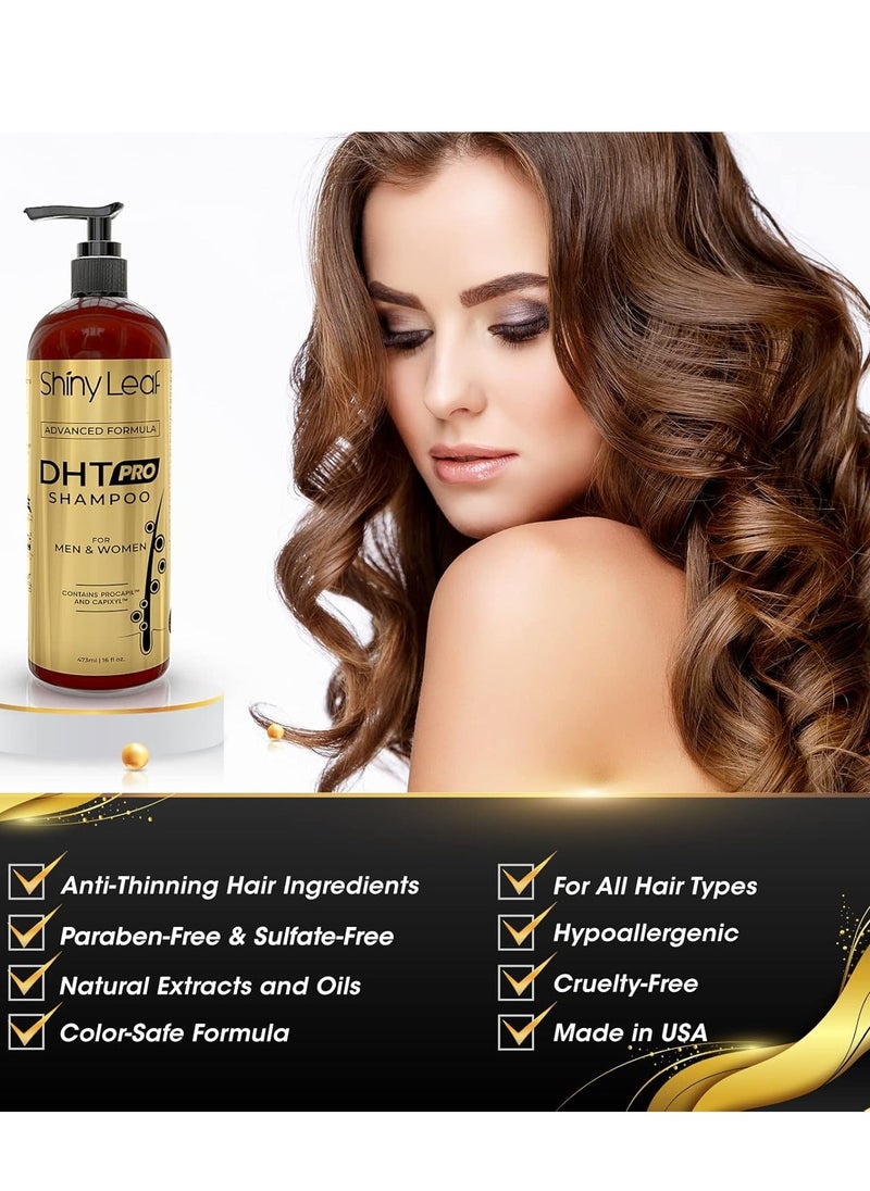 Shiny Leaf DHT Pro Shampoo Advanced Formula with Procapil and Capixyl, DHT Blockers and Natural Extracts, Anti-Thinning Shampoo for Men and Women, Revitalizes Scalp, Stimulates Follicles for Thicker Fuller Hair  - Image 3