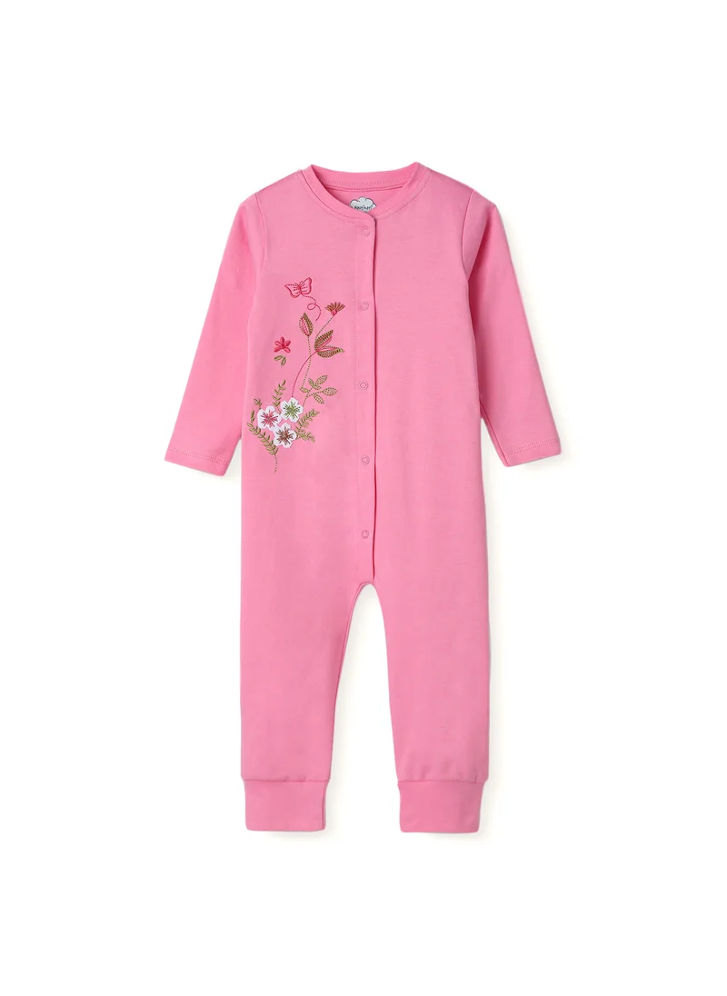 نوتيناتي Nautinati Girls’ Embroidered Sleepsuit|Cotton| Age 0 - 24 Months