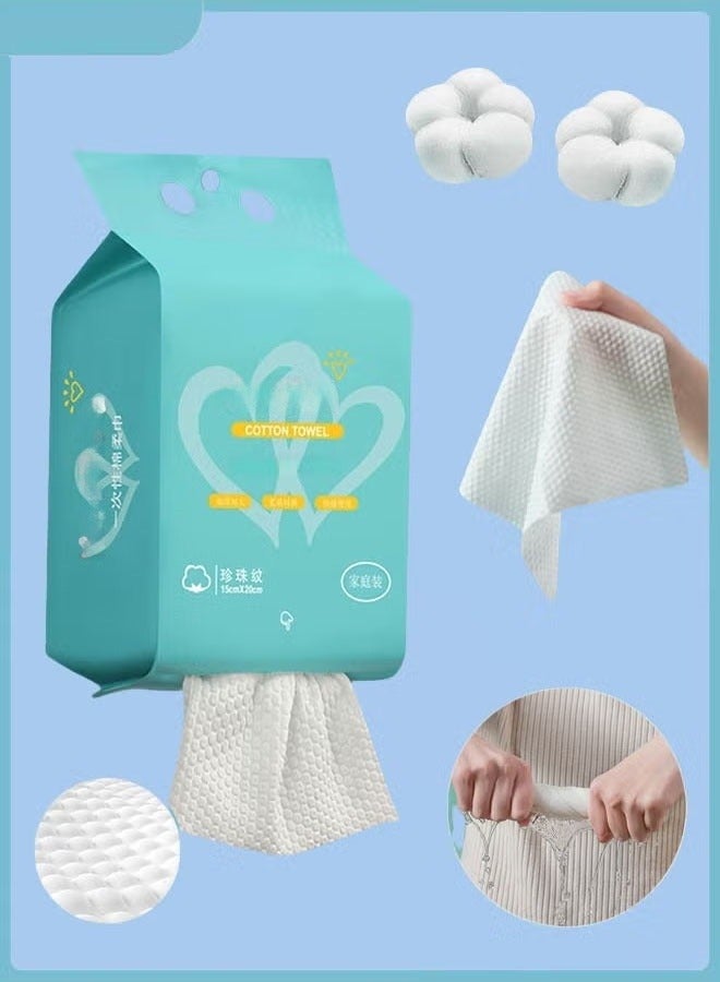 مناشف وجه للاستخدام مرة واحدة، 120 منديلًا، مناديل جافة، مناشف وجه قطنية ناعمة لتنظيف البشرة، مناديل سميكة، مناديل وجه للاستخدام مرة واحدة للتنظيف وإزالة المكياج والعناية بالبشرة - Image 1