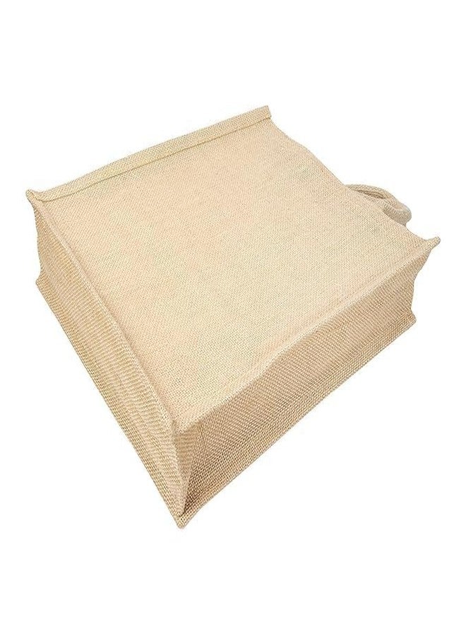 Inaara Jute Tote Bags with Handles Handicraft Jute Bag Natural Tifin Bag Blank Large Burlap Reusable, Grocery Bags, Water Resistant for Bridesmaid Gift Travel Shopping (15 X 18 X 5 INCH) - Image 3