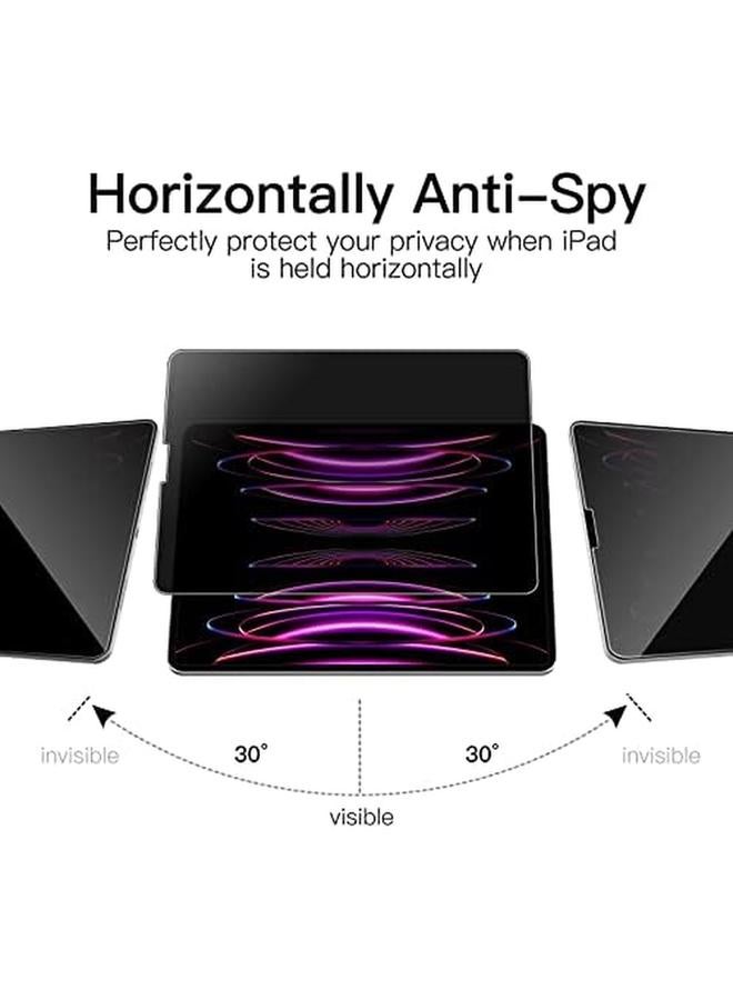 جي تيك واقي شاشة الخصوصية لجهاز ايباد برو 12.9 بوصة الجيل السادس والخامس والرابع والثالث 2022 2021 2020 2018 غشاء زجاجي مقوى مضاد للتجسس عبوة واحدة - Image 2