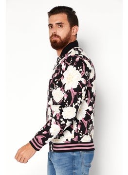 INC Men Floral Print Bomber Jacket, Black Combo  - Image 2